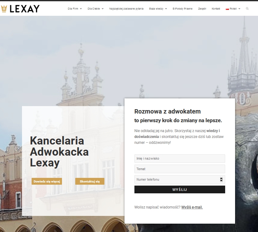 Propozycja usług krakowskiej kancelarii prawnej Lexay
