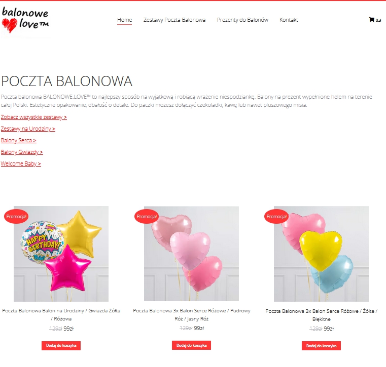 Opcja przesłania poczty balonowej w całej Polsce